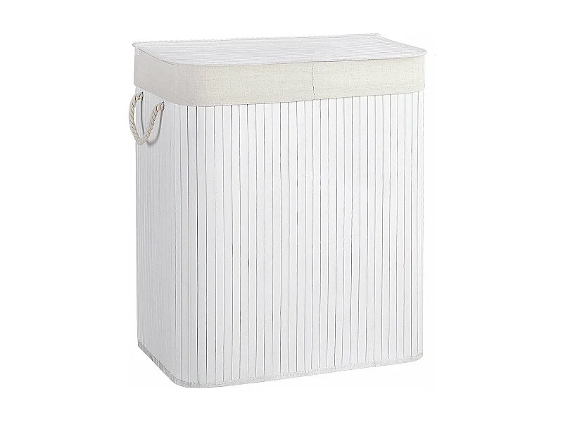 Wäschekorb 2 Fächer Hellgrau mit Deckel – H61,5 cm