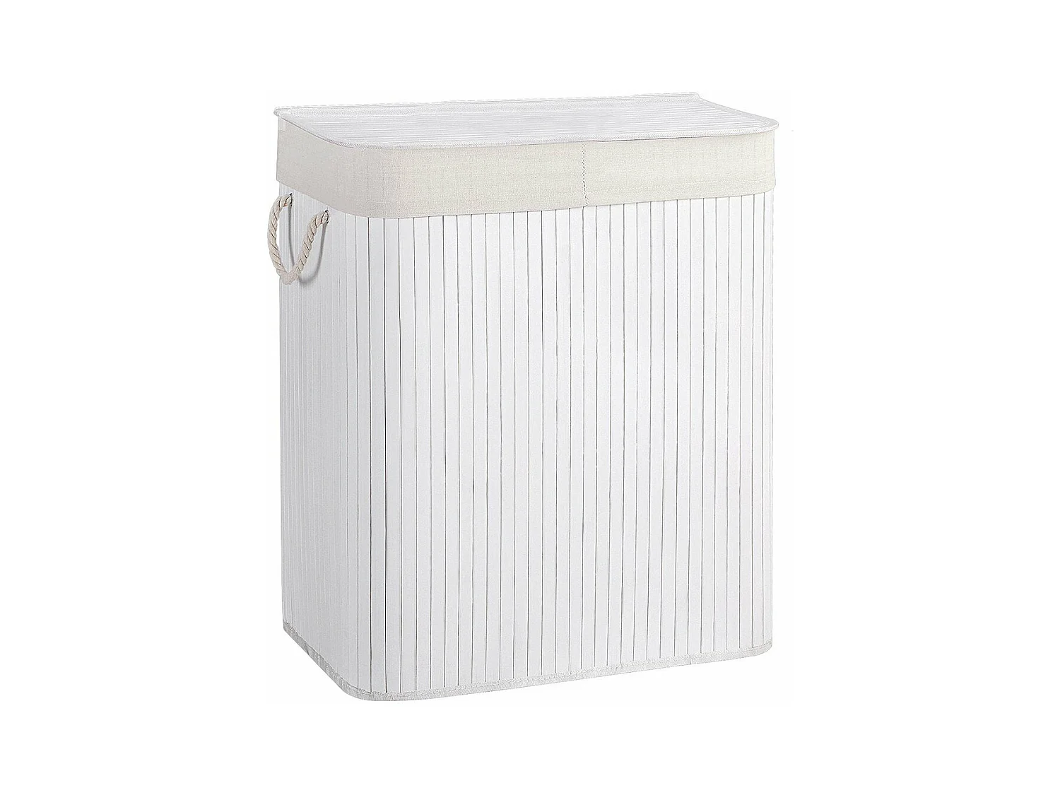 Panier à linge 2 compartiments gris clair avec couvercle - H61,5 cm