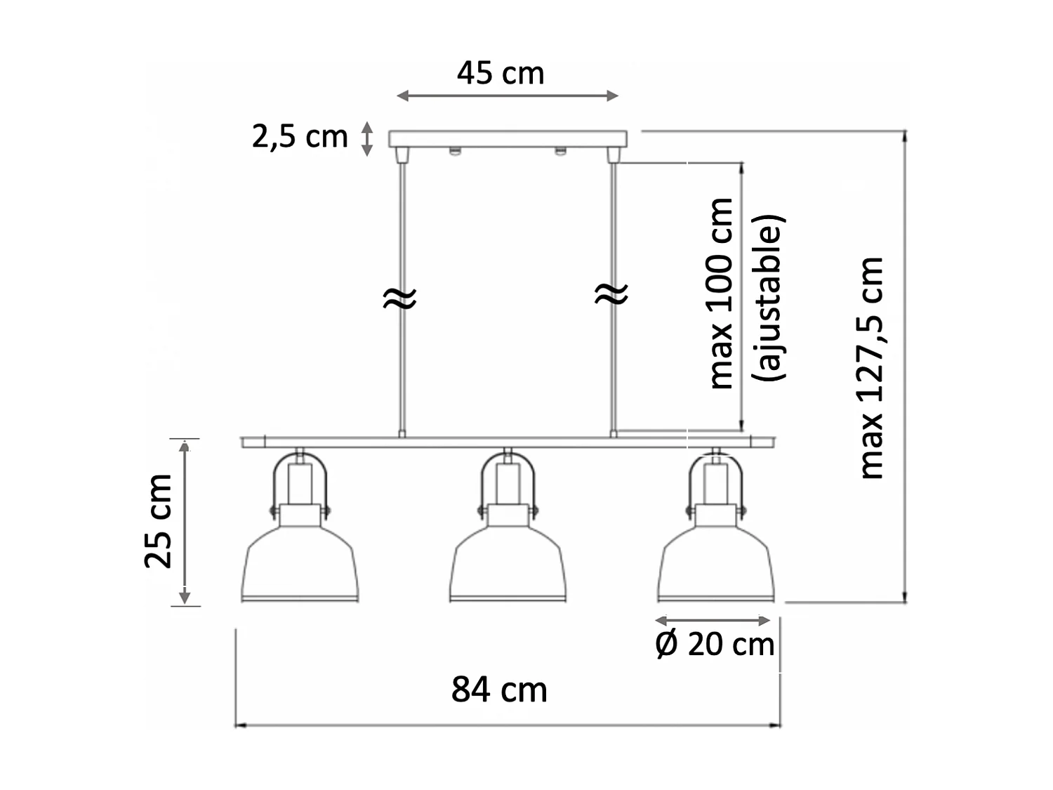 Suspension loft industrielle Triple - Musso
