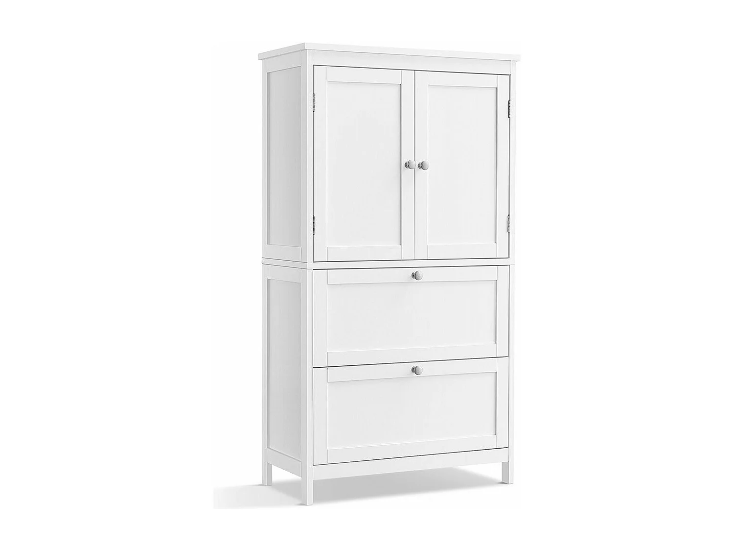 Petit meuble de rangement 2 portes et 2 tiroirs blanc - H110 cm