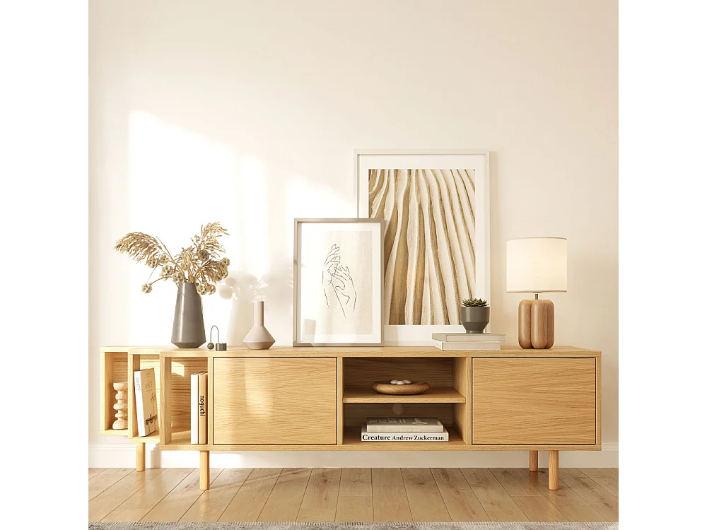 Shift - Meuble TV 3 portes en bois L189cm - Bois clair