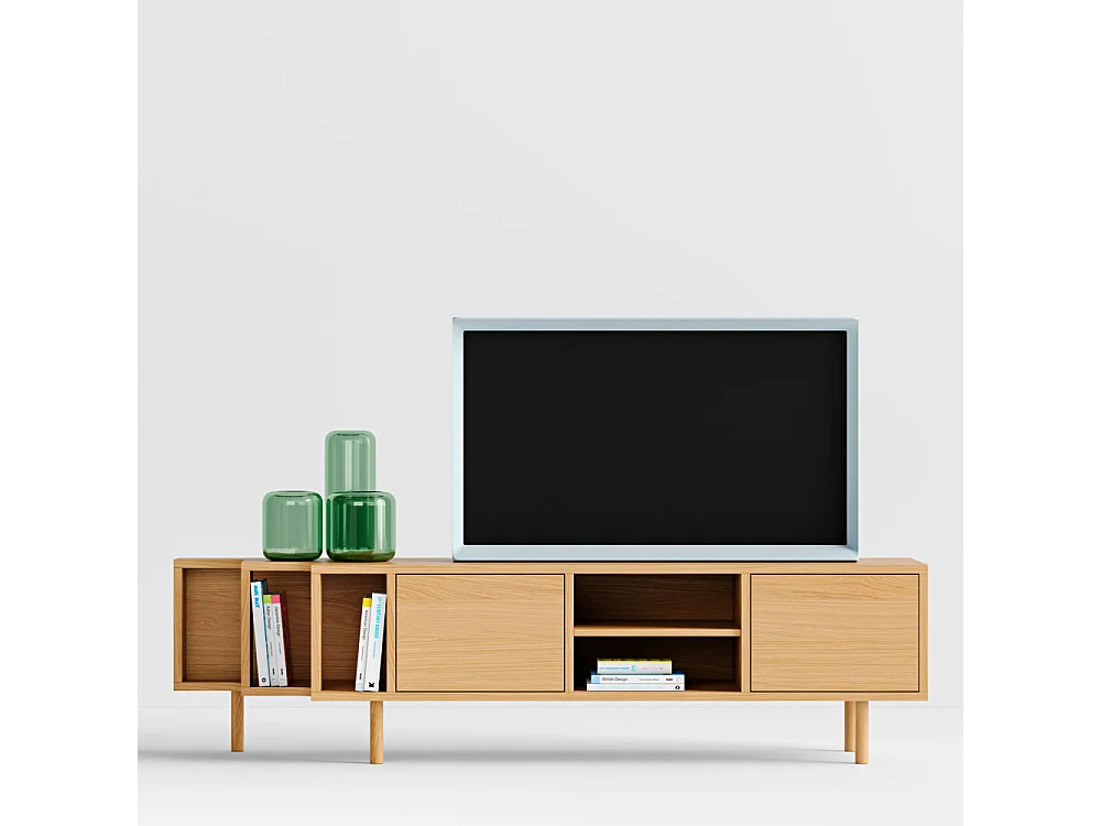 Shift - Meuble TV 3 portes en bois L189cm - Bois clair