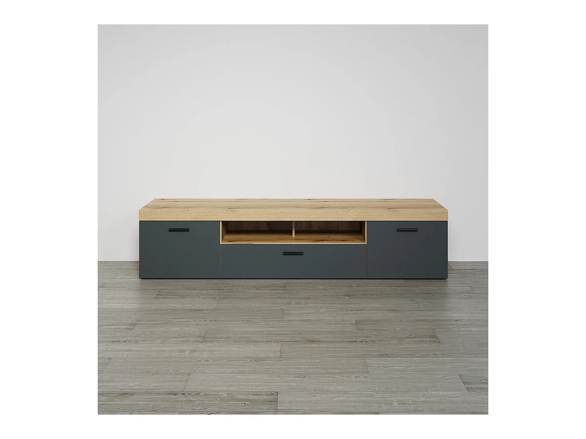 Grand meuble TV 2 portes, 1 abattant et 1 niche L230 cm - TYLER