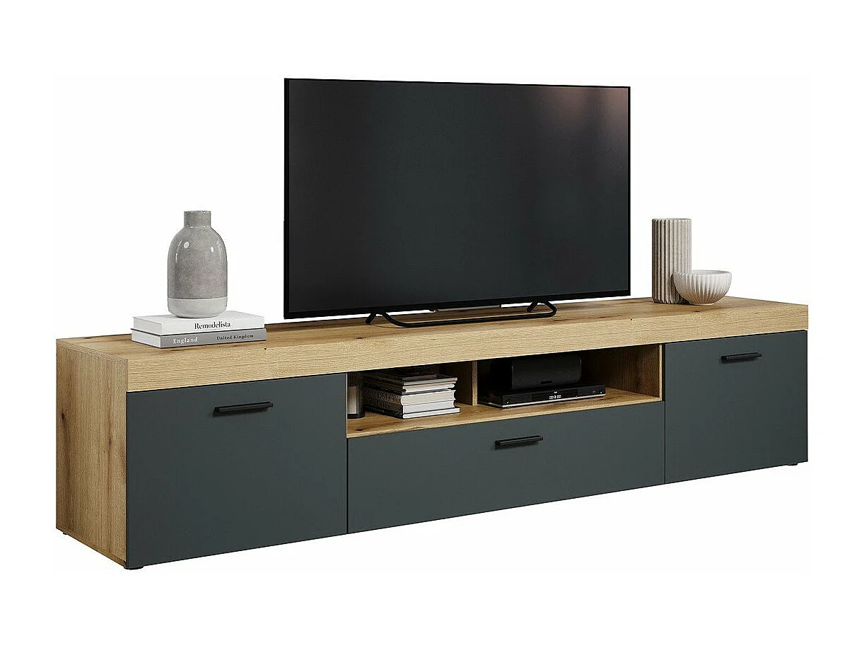 Grand meuble TV 2 portes, 1 abattant et 1 niche L230 cm - TYLER