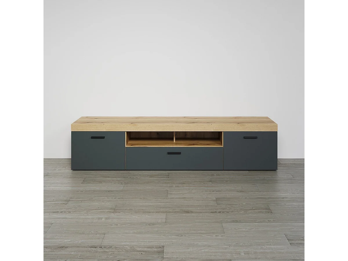 Grand meuble TV 2 portes, 1 abattant et 1 niche L230 cm - TYLER