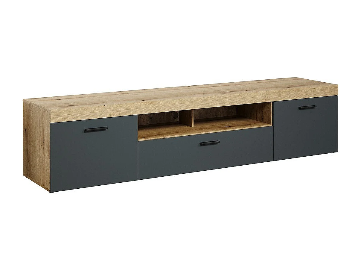 Grand meuble TV 2 portes, 1 abattant et 1 niche L230 cm - TYLER