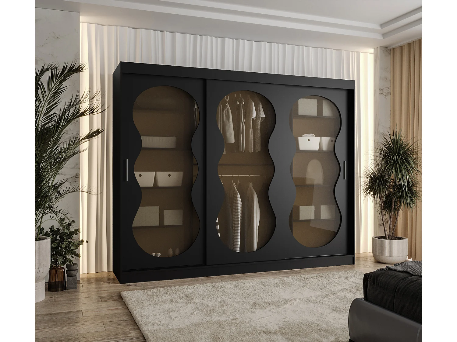 Armoire coulissante Bahrajn 3 200/250/62 3 portes (noir)