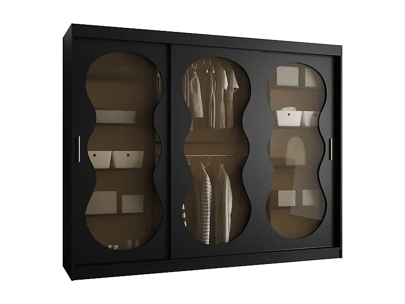 Schiebetürenschrank Bahrajn 3 200/250/62 3-türig (Schwarz)