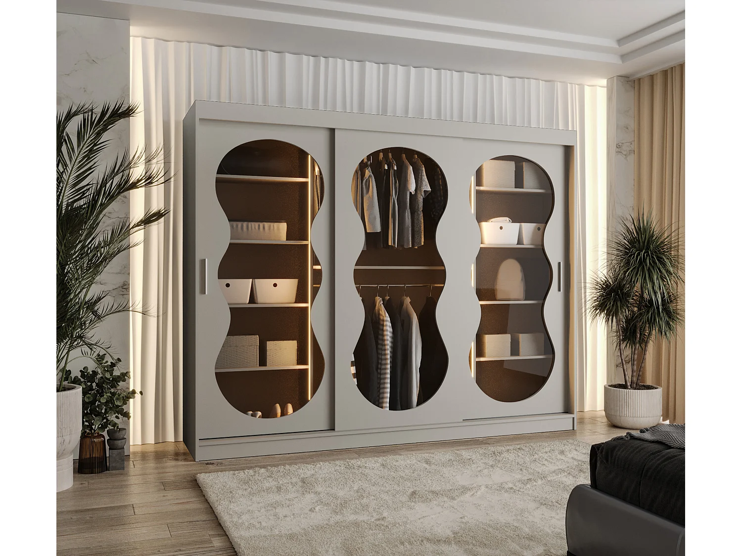 Armoire coulissante Bahrajn 2 200/250/62 3 portes (cachemire)