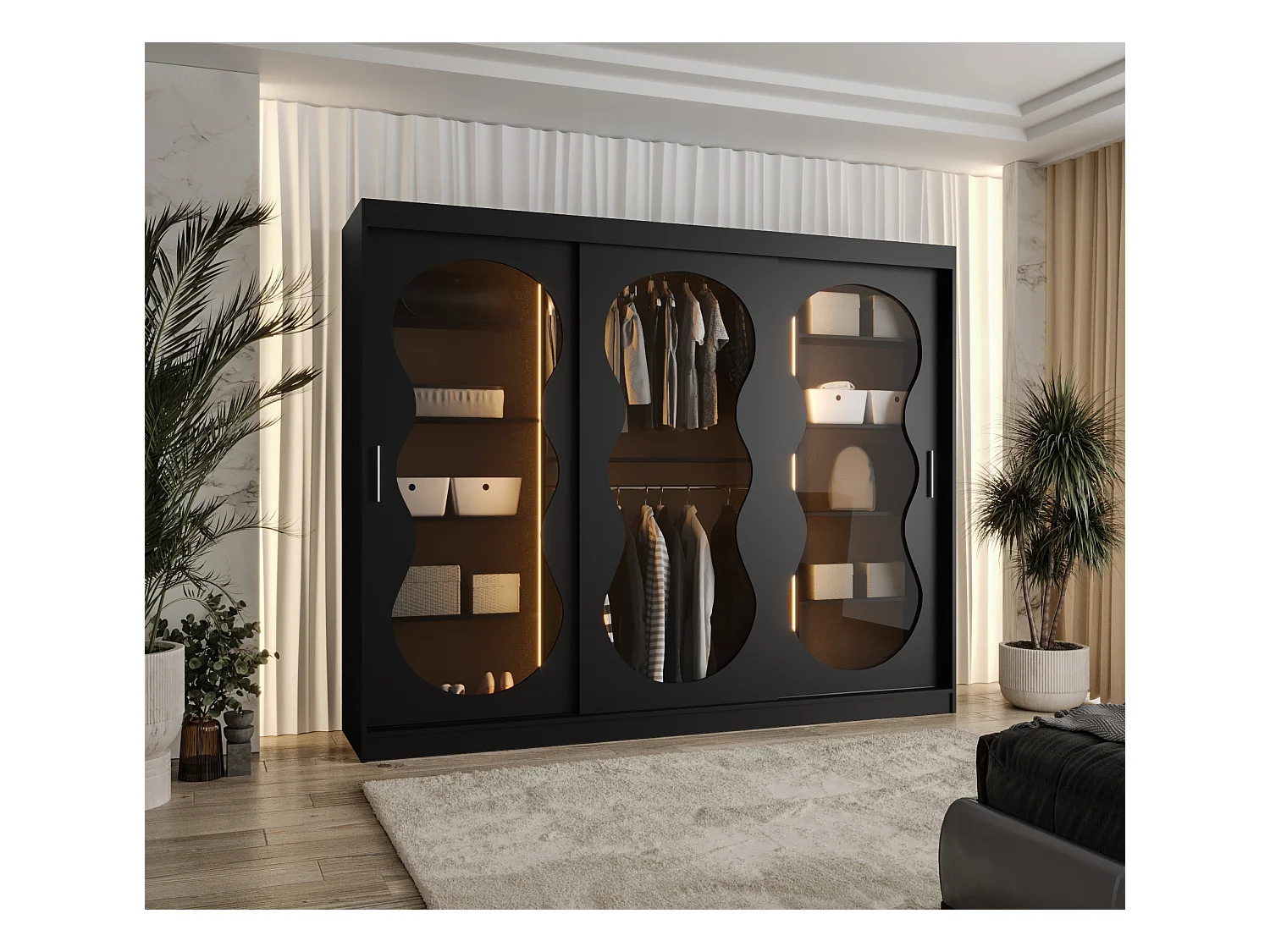 Armoire coulissante Bahrajn 3 200/250/62 3 portes (noir)