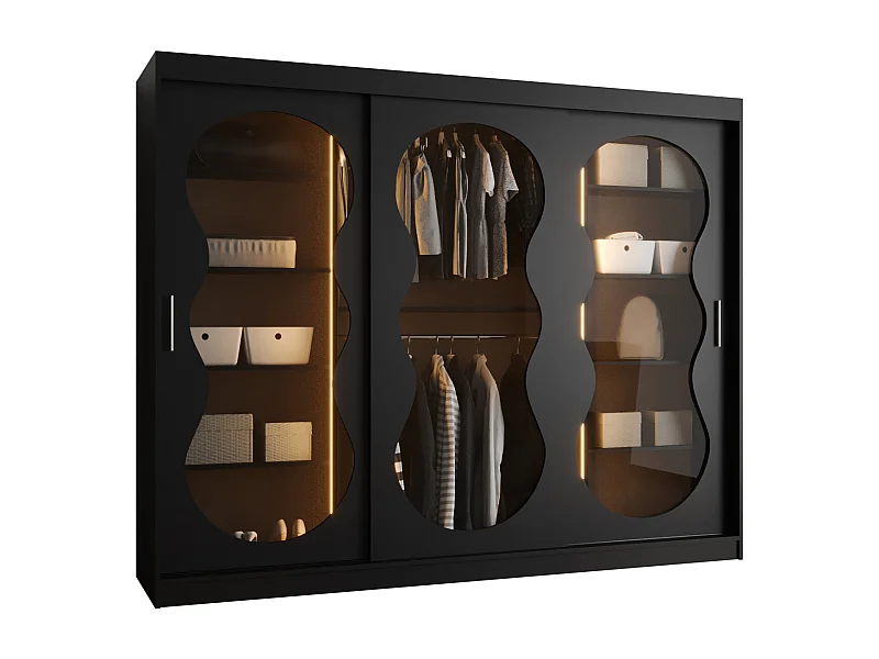 Schiebetürenschrank Bahrajn 3 200/250/62 3-türig (Schwarz)