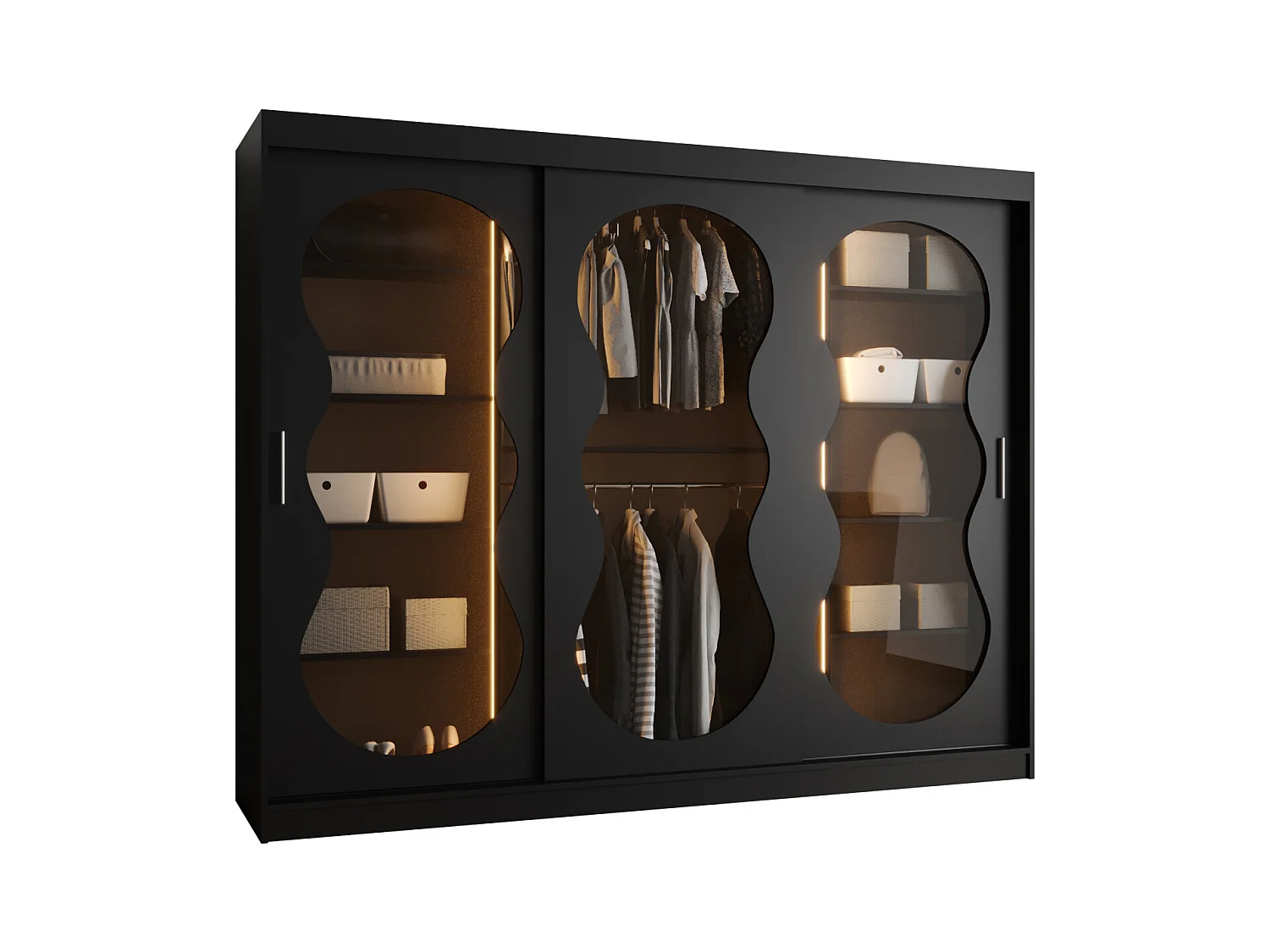 Schiebetürenschrank Bahrajn 2 200/250/62 3-türig (Schwarz)