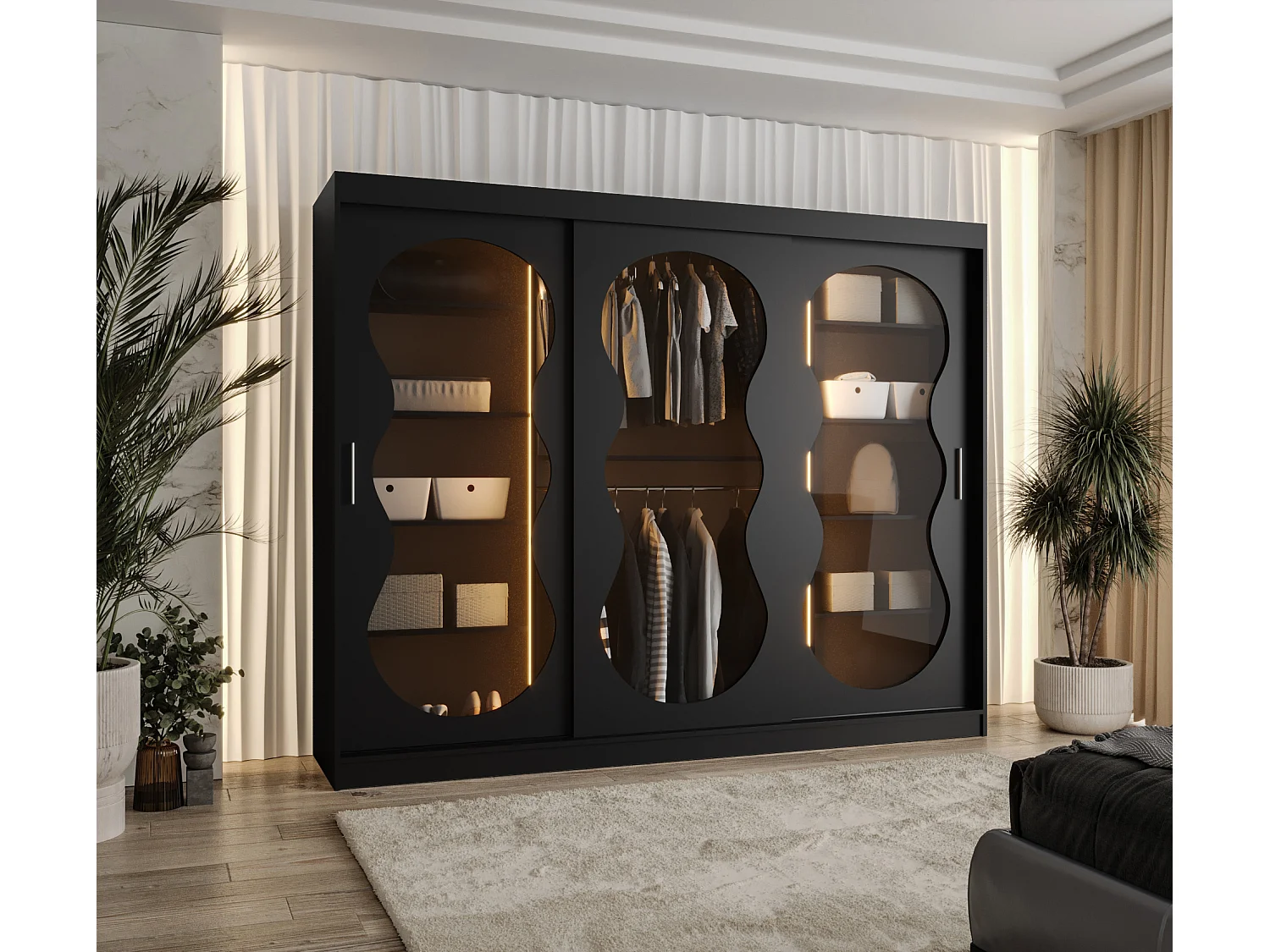 Armoire coulissante Bahrajn 2 200/250/62 3 portes (noir)