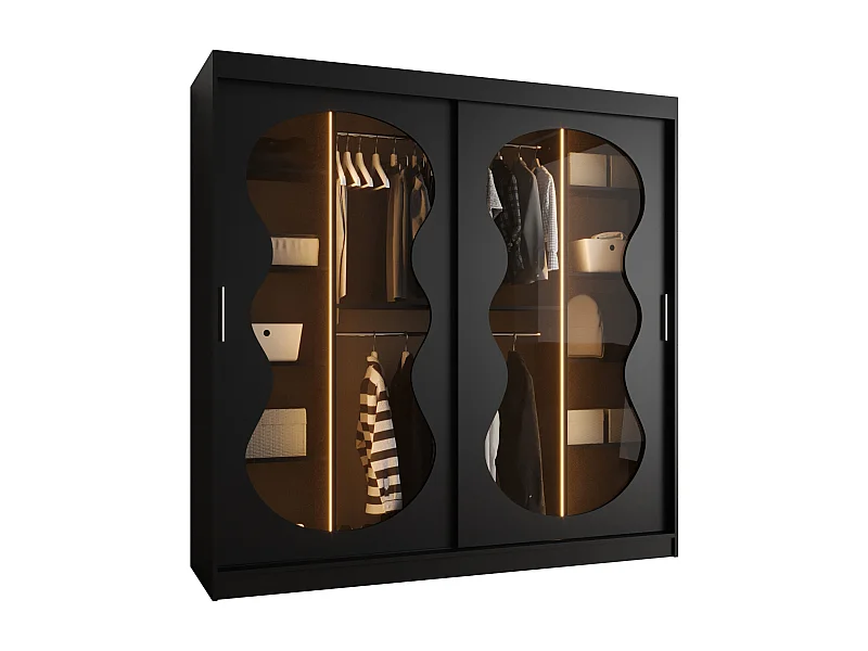 Schiebetürenschrank Bahrajn 2 200/200/62 2-türig (Schwarz)