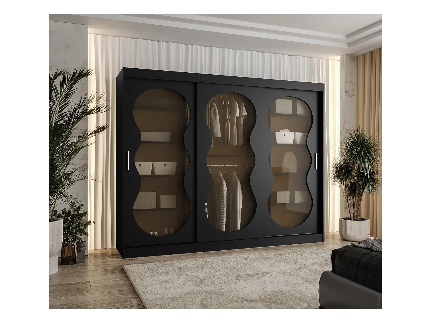 Armoire coulissante Bahrajn 2 200/250/62 3 portes (noir)