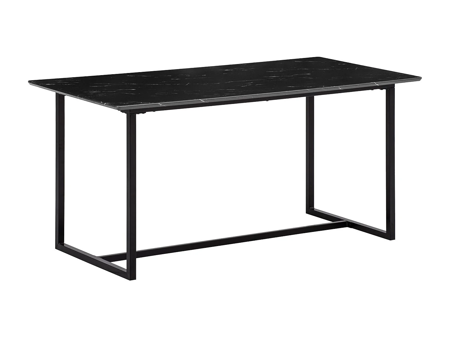 Table de Salle à Manger 200 x 90 x 76 cm Noir Effet Marbre Grande Cuisine Rectangulaire