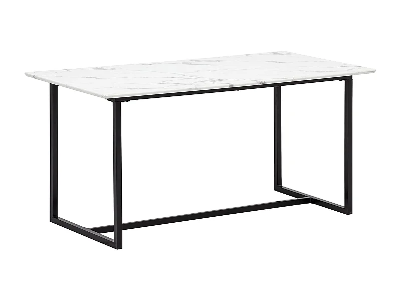 Table de Salle à Manger 200 x 90 x 76 cm Blanc Effet Marbre Grande Cuisine Rectangulaire