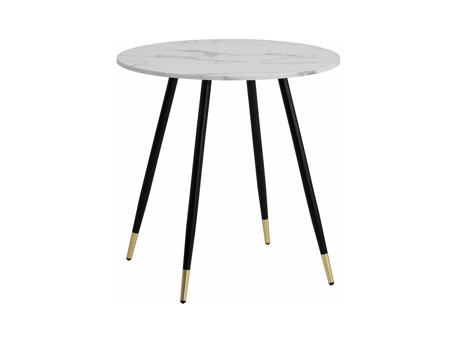 Table Salle à Manger 75 x 75 x 76 cm Petite Blanc Effet Marbre Pieds Métal Moderne