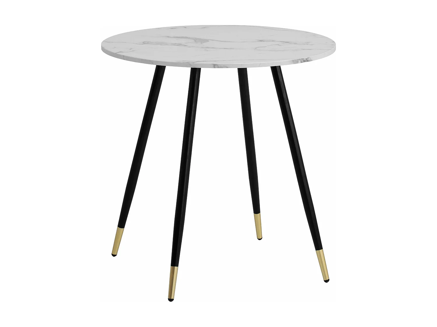 Table Salle à Manger 75 x 75 x 76 cm Petite Blanc Effet Marbre Pieds Métal Moderne