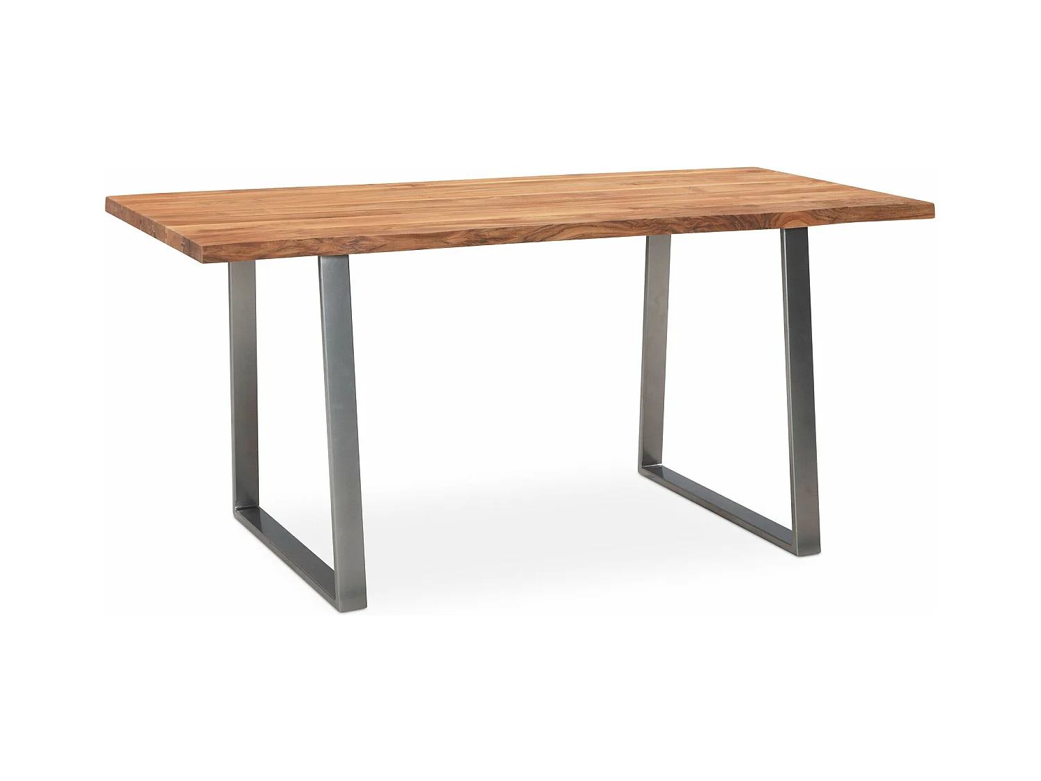 Table Salle à Manger 140 x 80 x 76 cm Bois Massif d’Acacia Métal Cuisine Bords Naturels