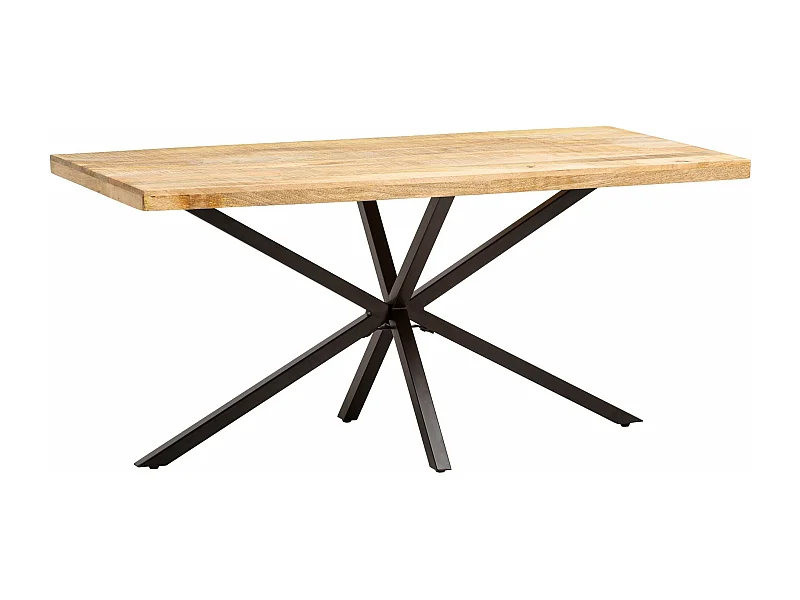 Table Salle à Manger 180 x 90 x 76 cm Bois Massif Manguier Métal Style Industriel Grande
