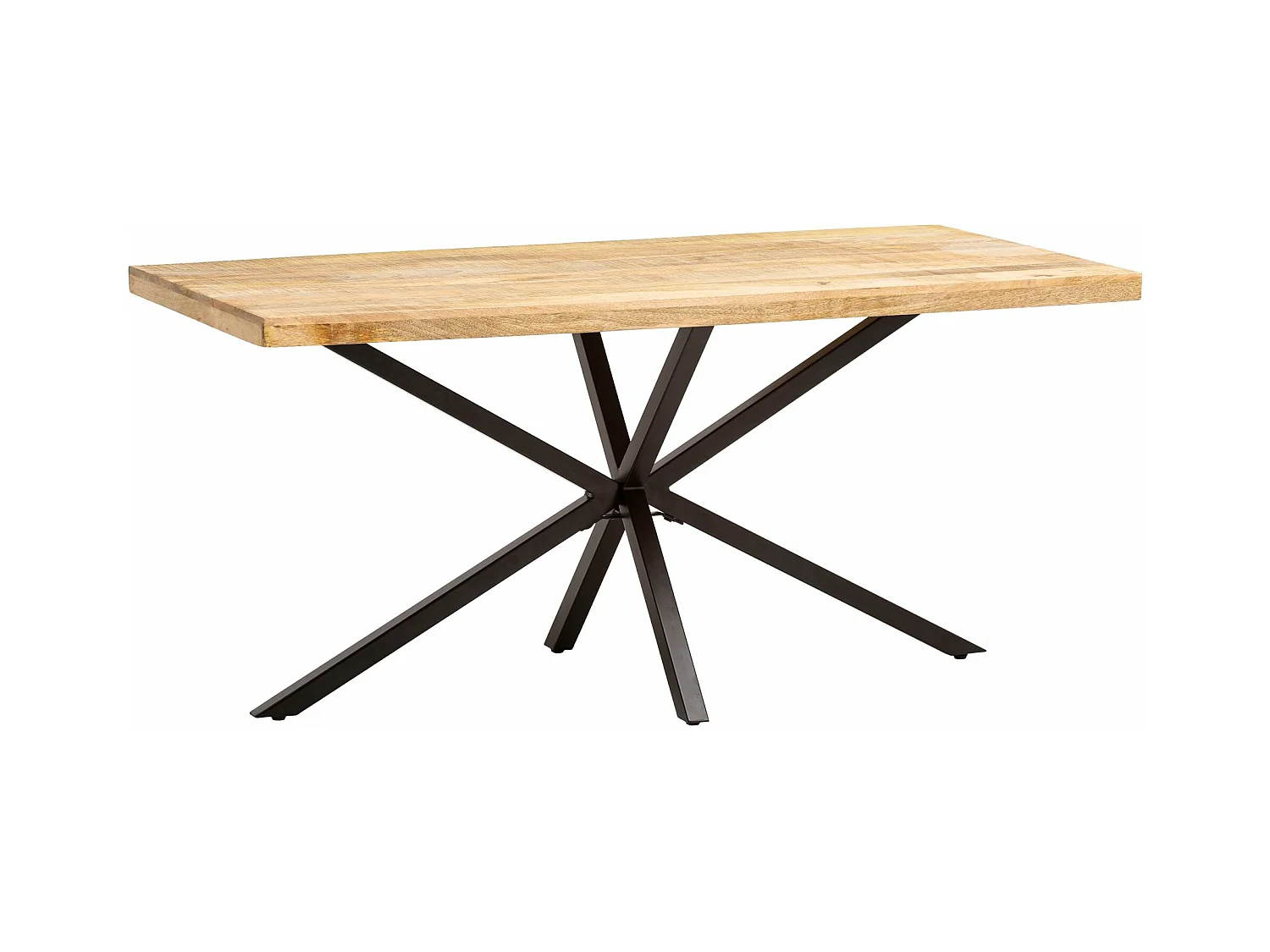 Table Salle à Manger 180 x 90 x 76 cm Bois Massif Manguier Métal Style Industriel Grande