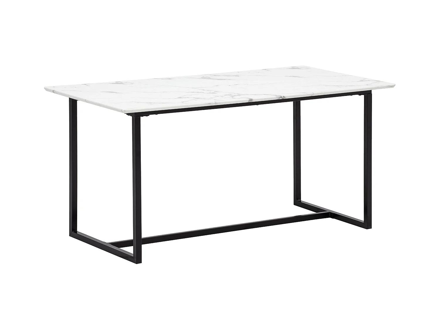 Table de Salle à Manger 180 x 90 x 76 cm Blanc Effet Marbre Grande Cuisine Rectangulaire