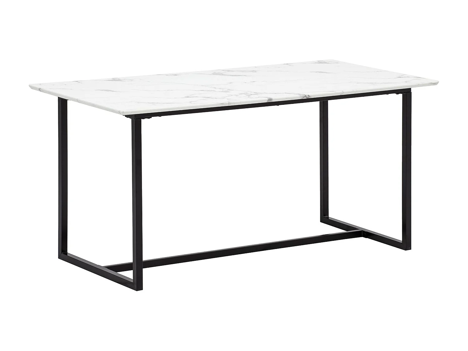 Table de Salle à Manger 180 x 90 x 76 cm Blanc Effet Marbre Grande Cuisine Rectangulaire