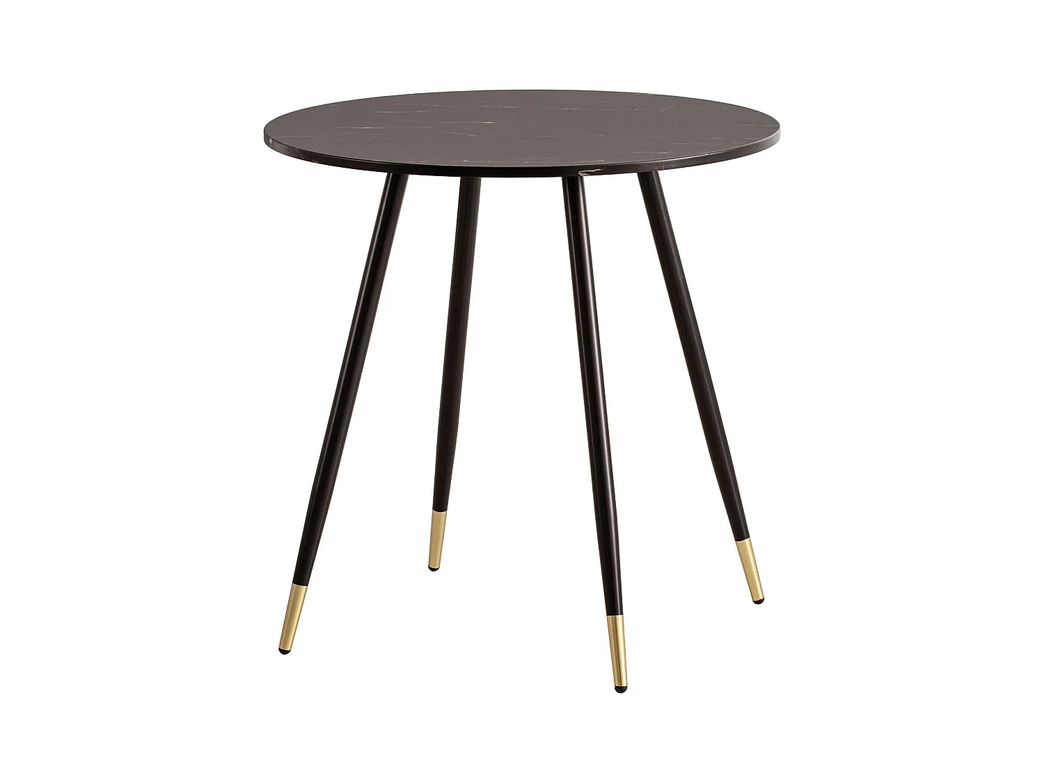 Table Salle à Manger 75 x 75 x 76 cm Petite Noir Effet Marbre Pieds Métal Moderne