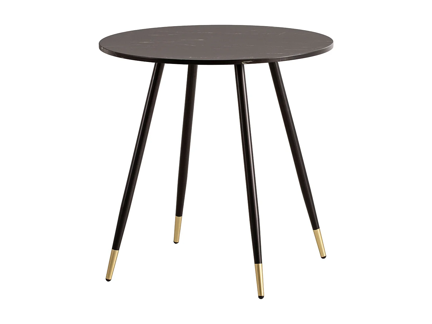 Table Salle à Manger 75 x 75 x 76 cm Petite Noir Effet Marbre Pieds Métal Moderne