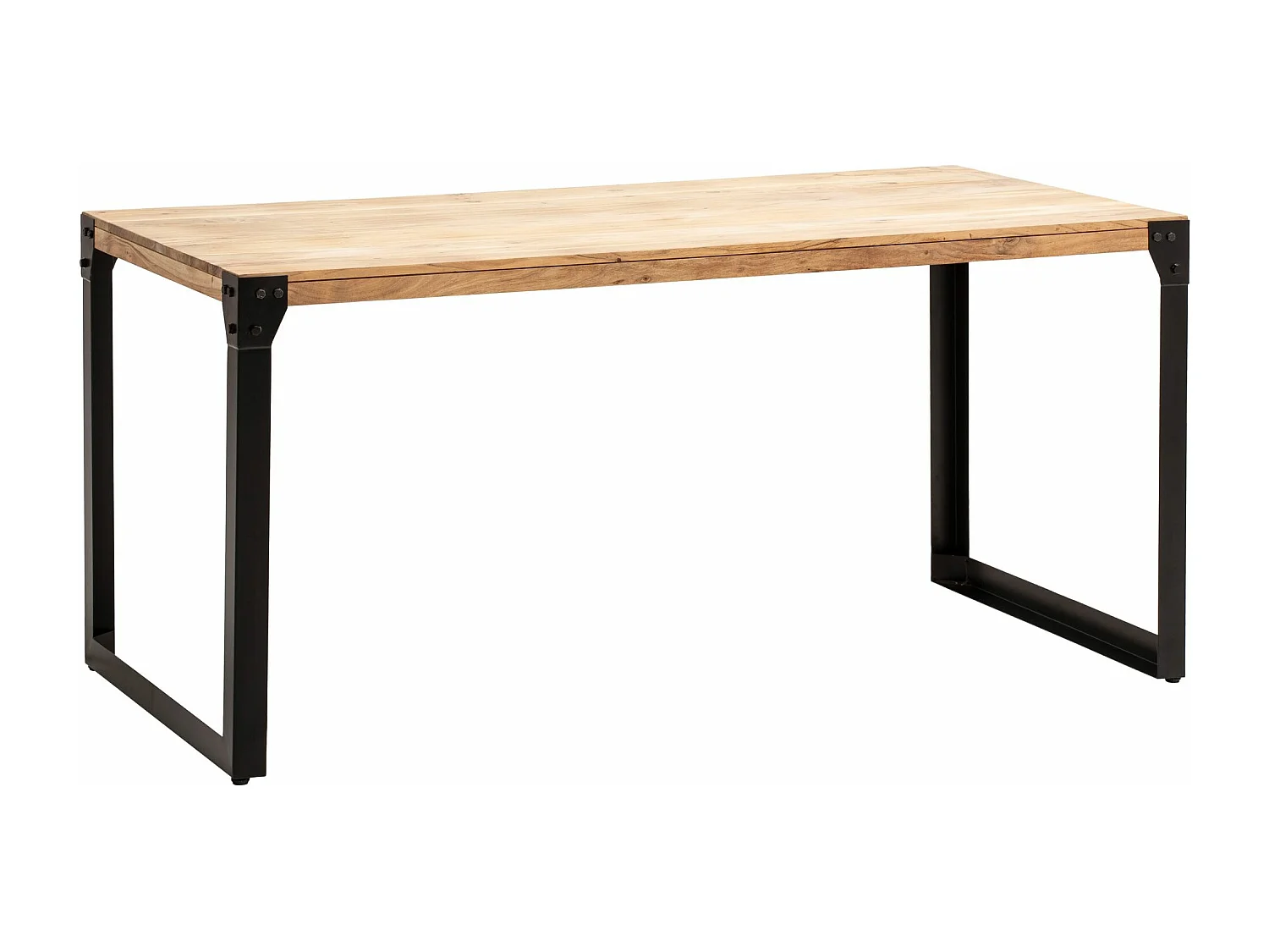 Table de Salle à Manger 160 x 80 x 76 cm Bois Massif Métal Industriel Cuisine Grande