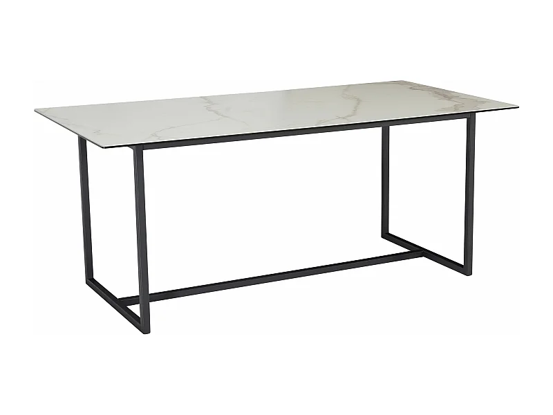 Table de Salle à Manger Cuisine 180 x 90 x 76 cm Céramique Verre Grande Moderne