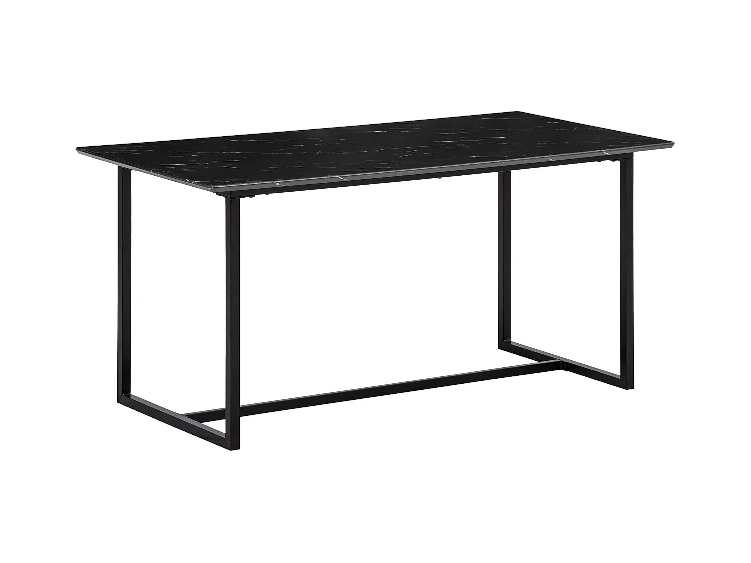 Table de Salle à Manger 180 x 90 x 76 cm Noir Effet Marbre Grande Cuisine Rectangulaire