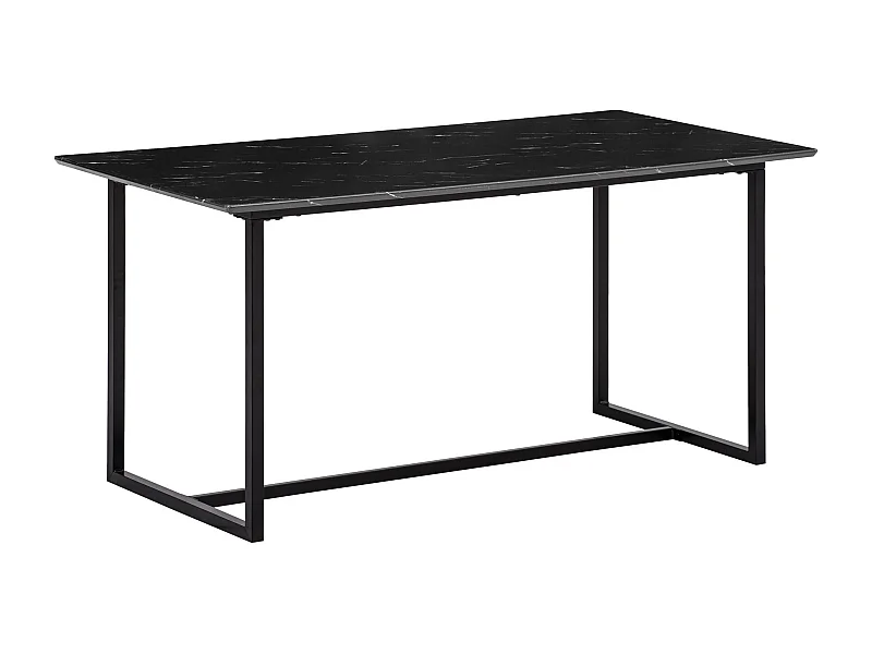 Table de Salle à Manger 180 x 90 x 76 cm Noir Effet Marbre Grande Cuisine Rectangulaire