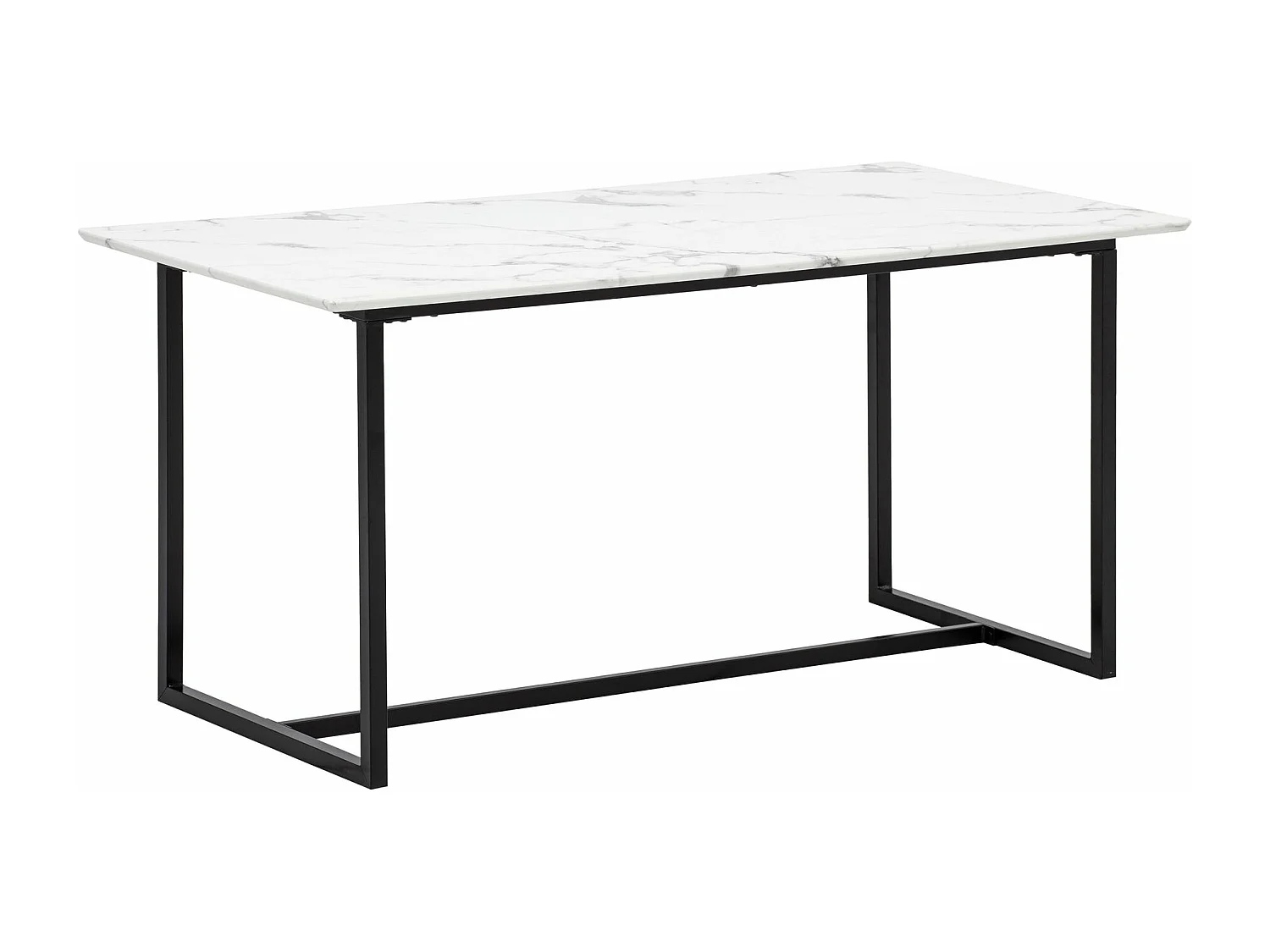 Table de Salle à Manger 160 x 80 x 76 cm Blanc Effet Marbre Grande Cuisine Rectangulaire