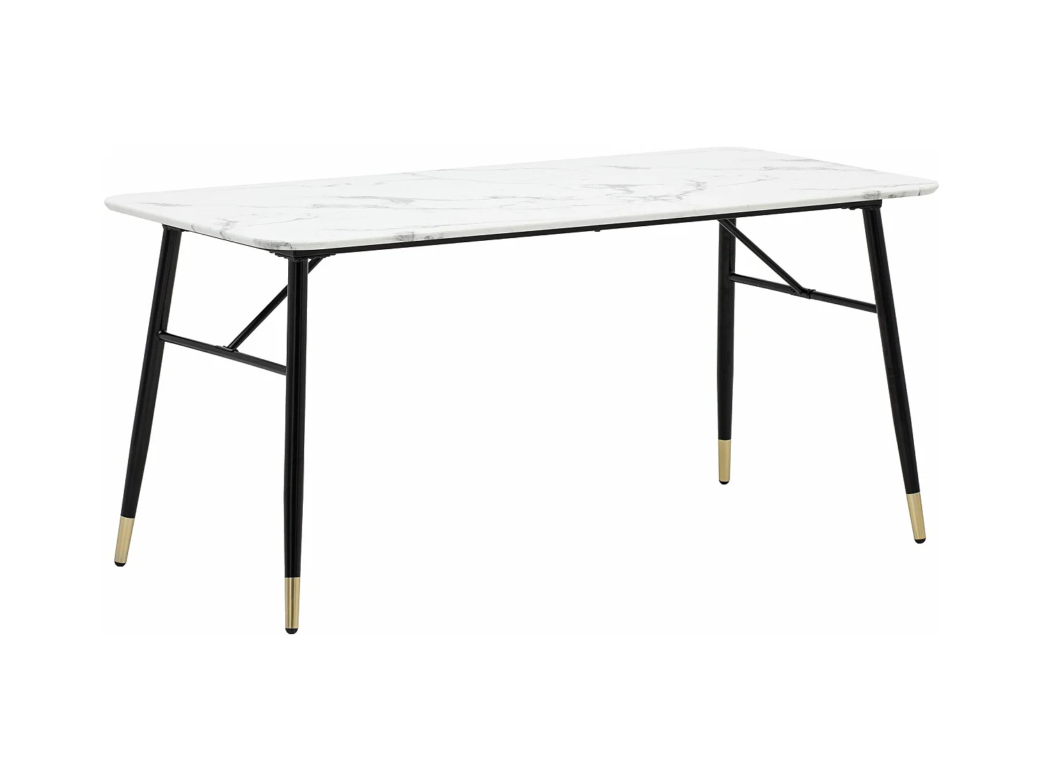 Table de Salle à Manger 180 x 90 x 76 cm Blanc Effet Marbre Grande Cuisine Rectangulaire