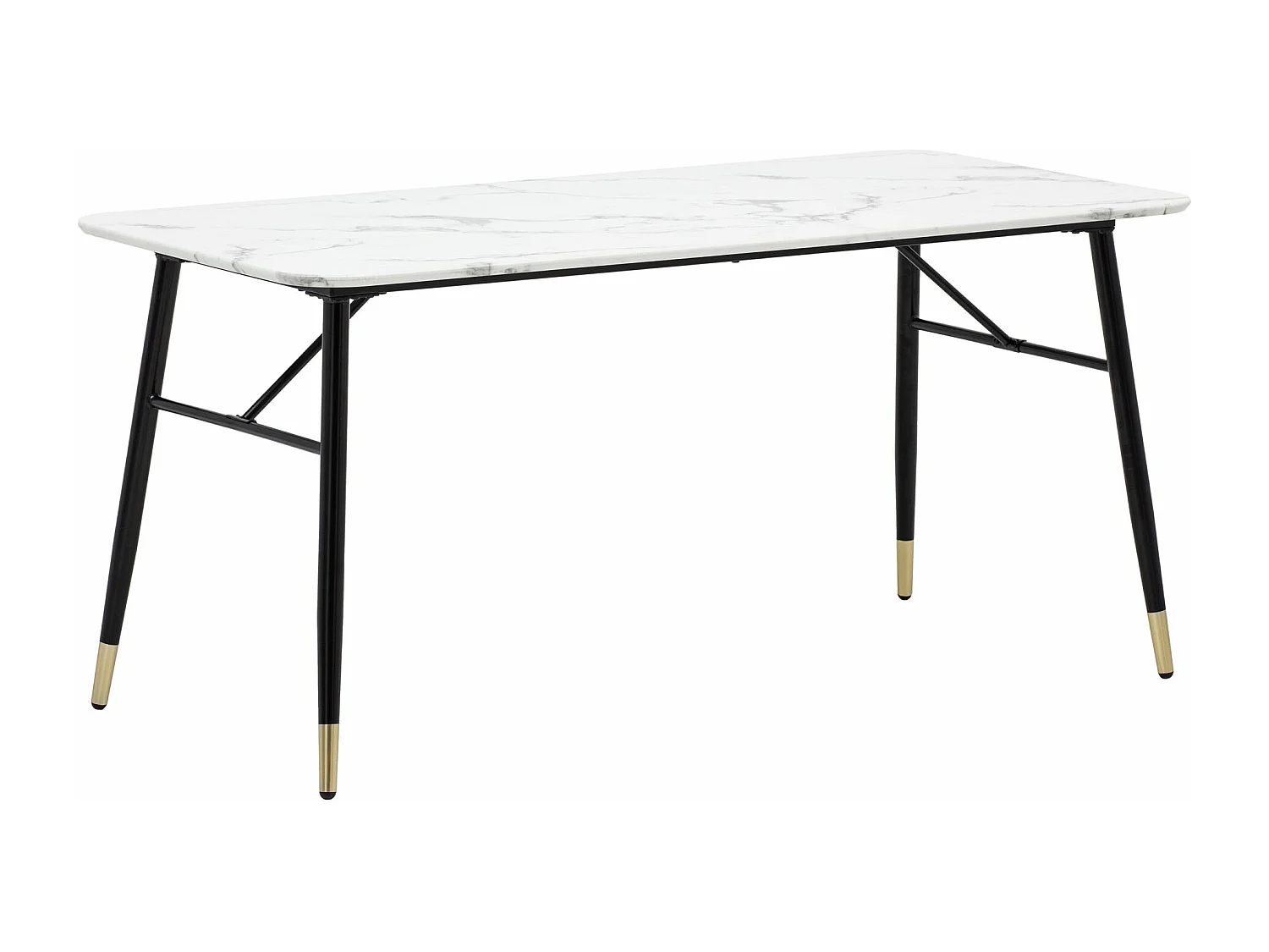 Table de Salle à Manger 180 x 90 x 76 cm Blanc Effet Marbre Grande Cuisine Rectangulaire