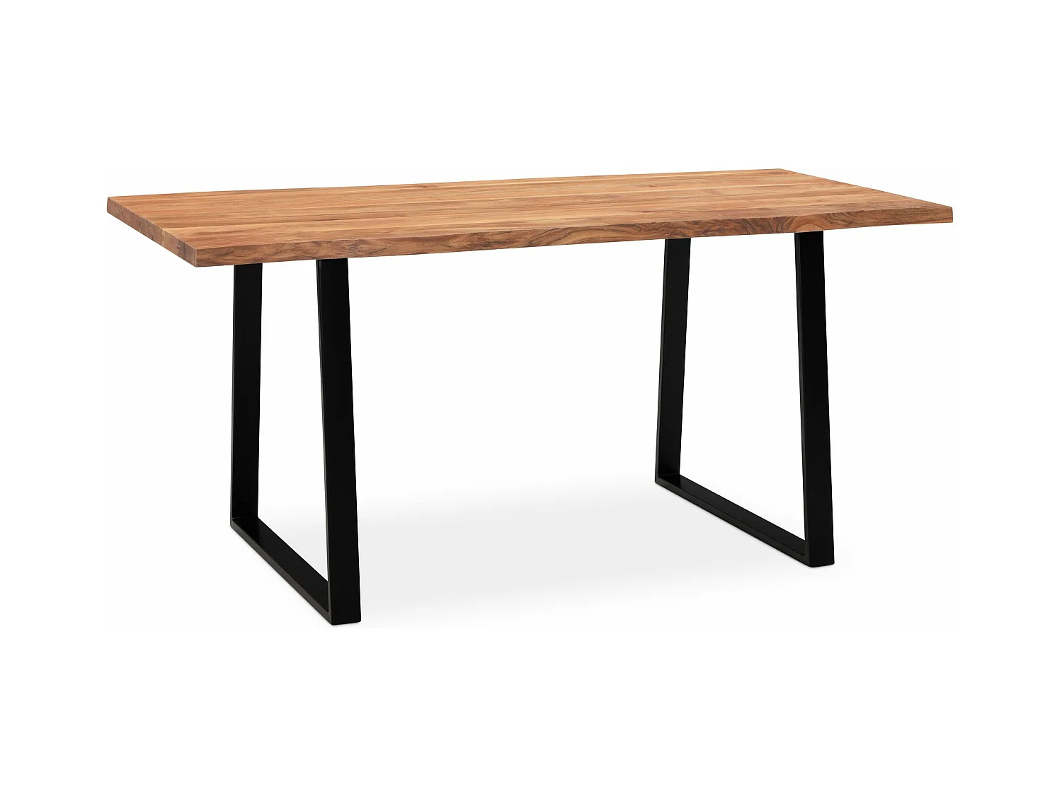 Table Salle à Manger 180 x 90 x 76 cm Bois Massif d’Acacia Métal Cuisine Bords Naturels