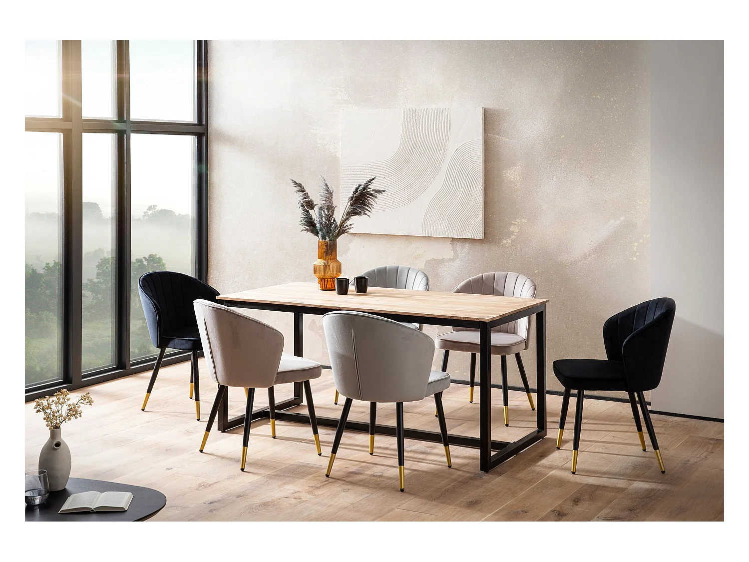 Table de Salle à Manger 140 x 80 x 76 cm Bois Massif Métal Cuisine Grande Rectangulaire