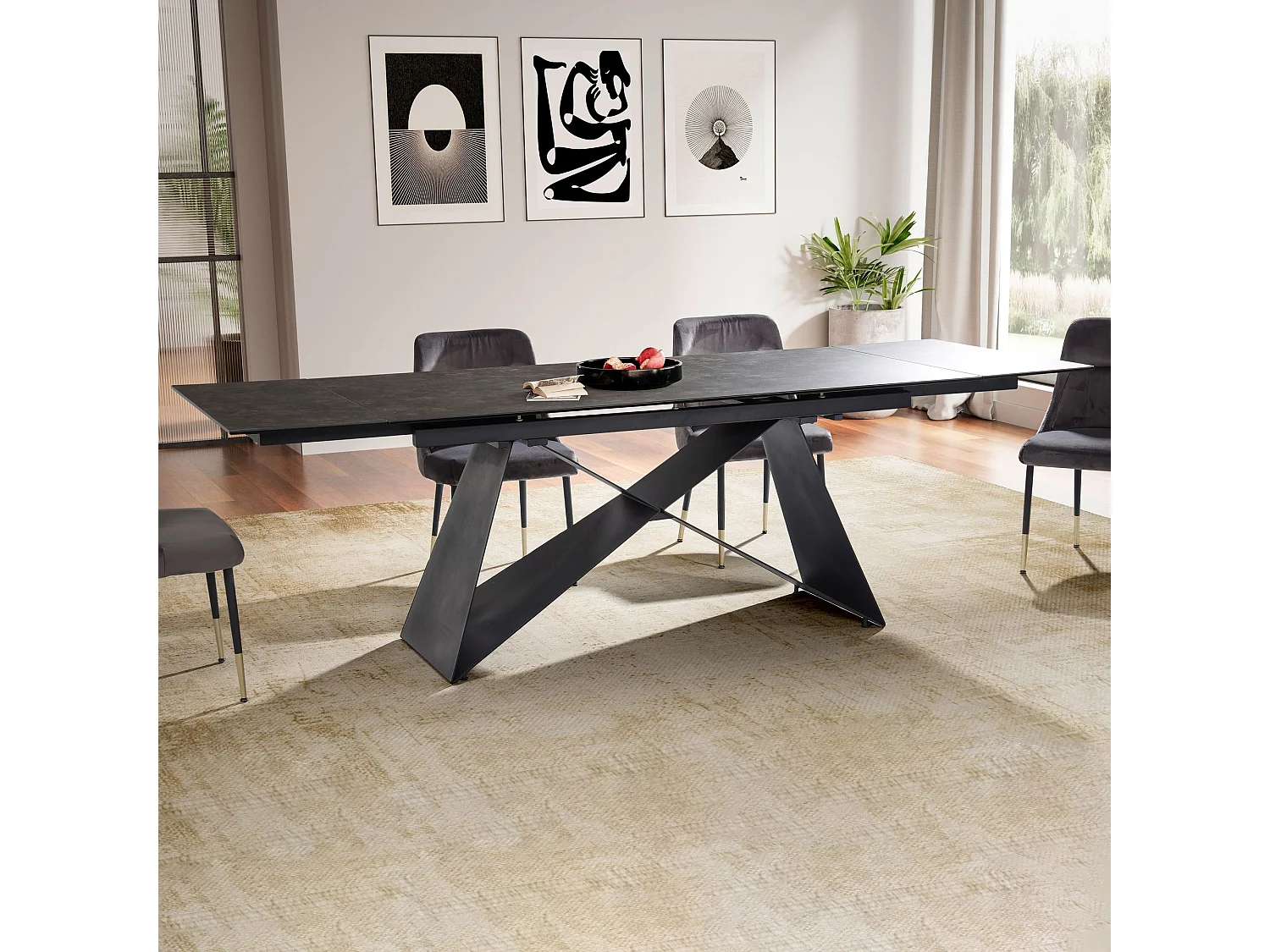 Table de Salle à Manger 180 - 260 x 95 x 78 cm Extensible Céramique Grande Moderne