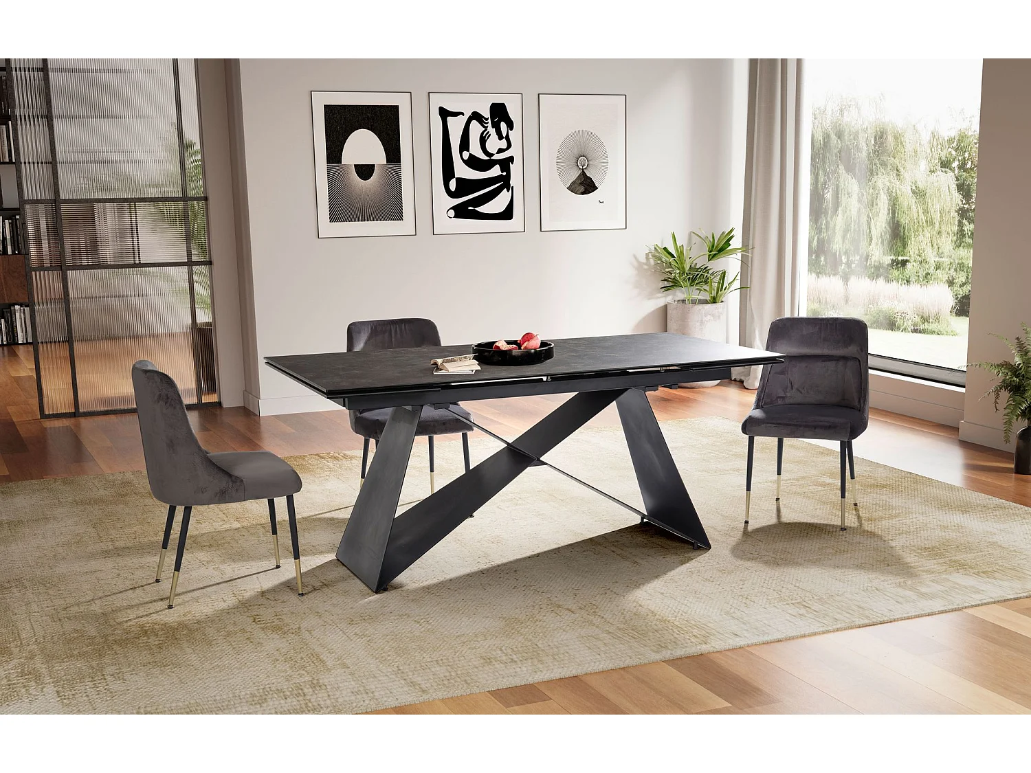 Table de Salle à Manger 180 - 260 x 95 x 78 cm Extensible Céramique Grande Moderne