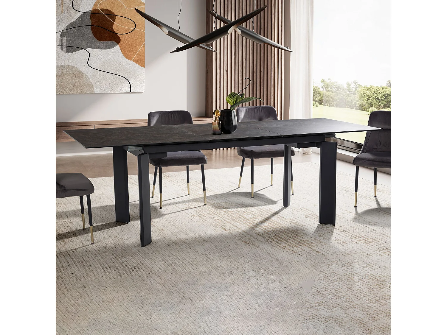 Table de Salle à Manger 180 - 240 x 95 x 77 cm Extensible Céramique Grande Moderne