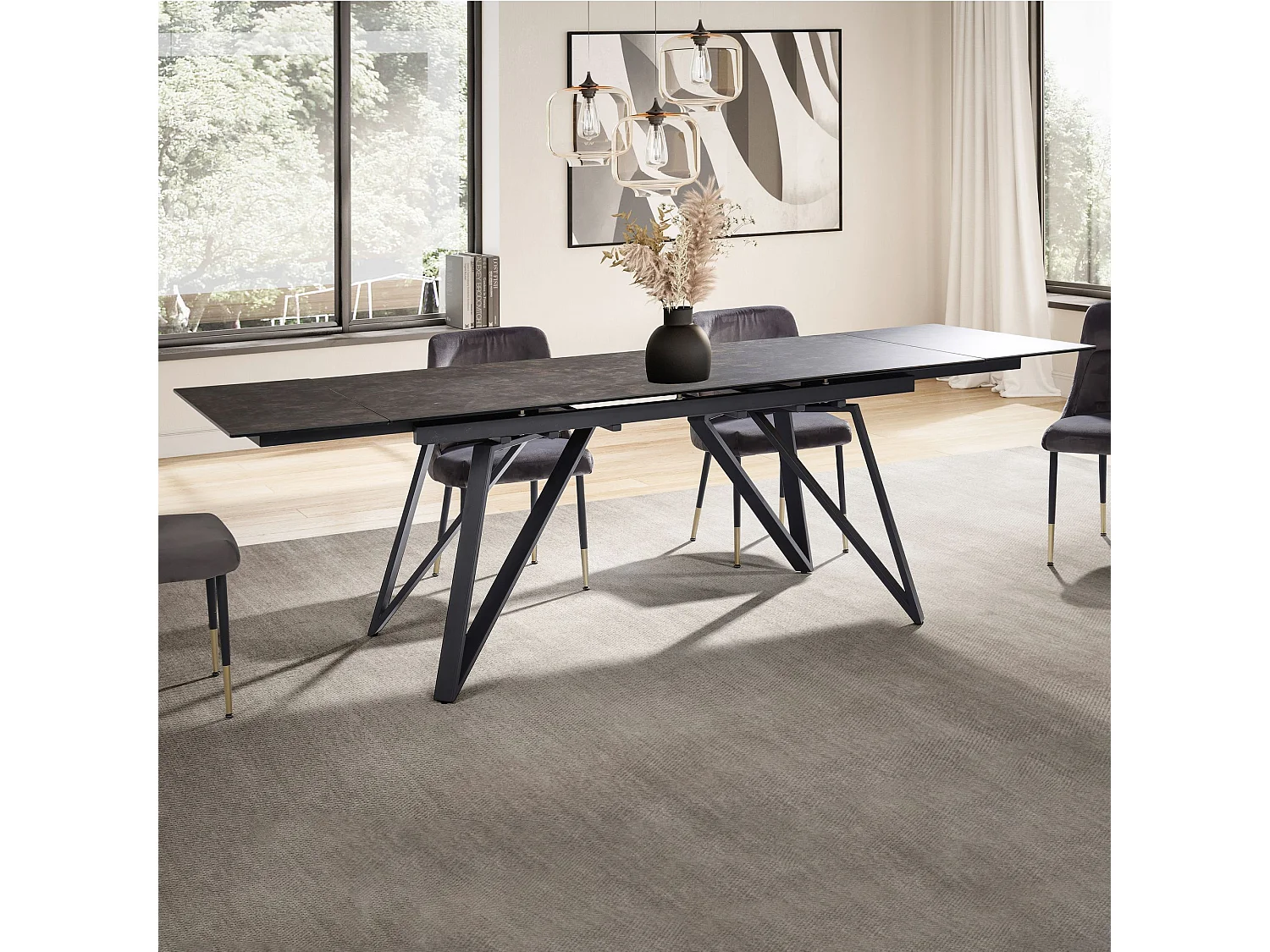 Table de Salle à Manger 180 - 260 x 95 x 76 cm Extensible Céramique Grande Moderne