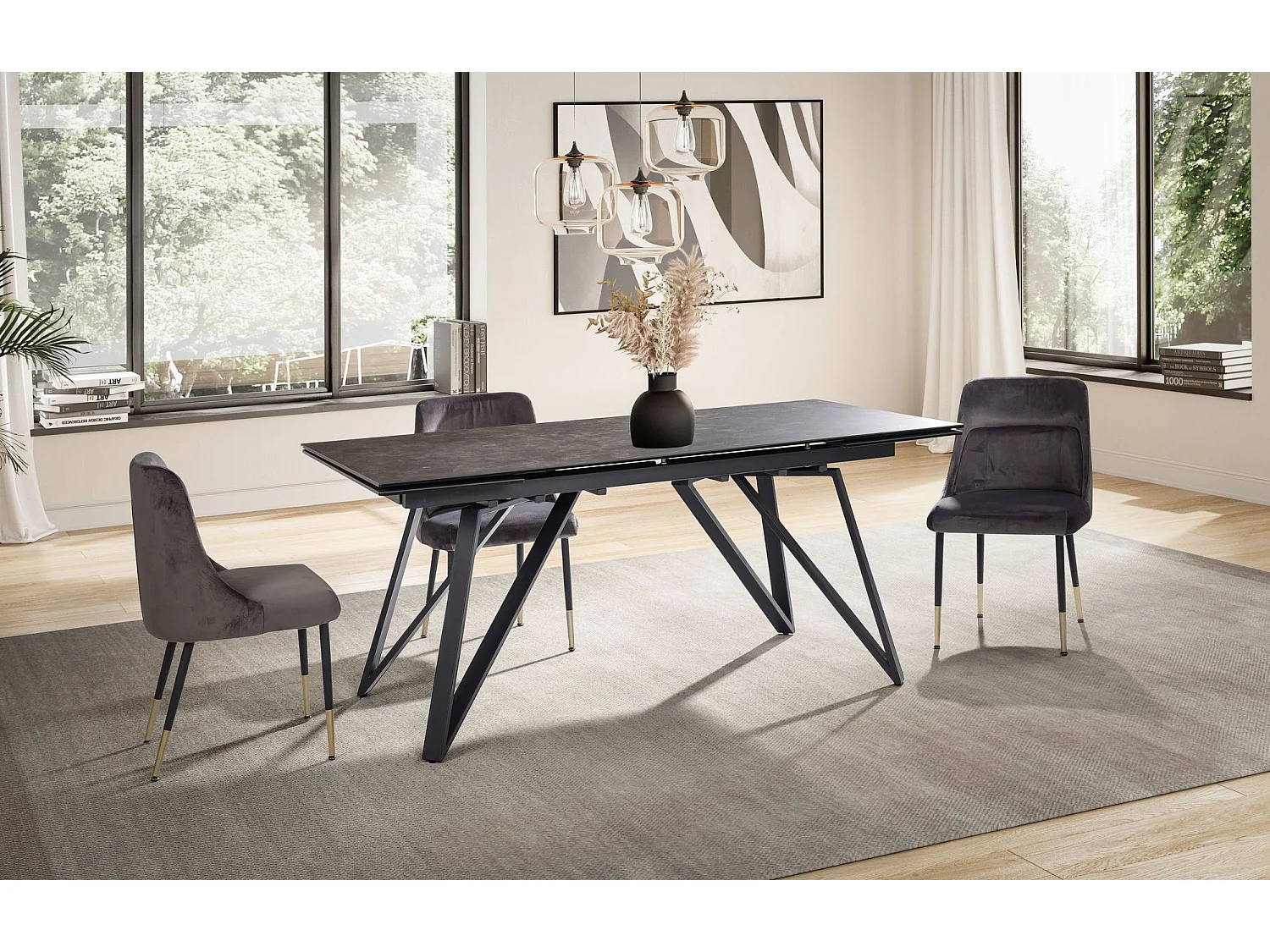 Table de Salle à Manger 180 - 260 x 95 x 76 cm Extensible Céramique Grande Moderne