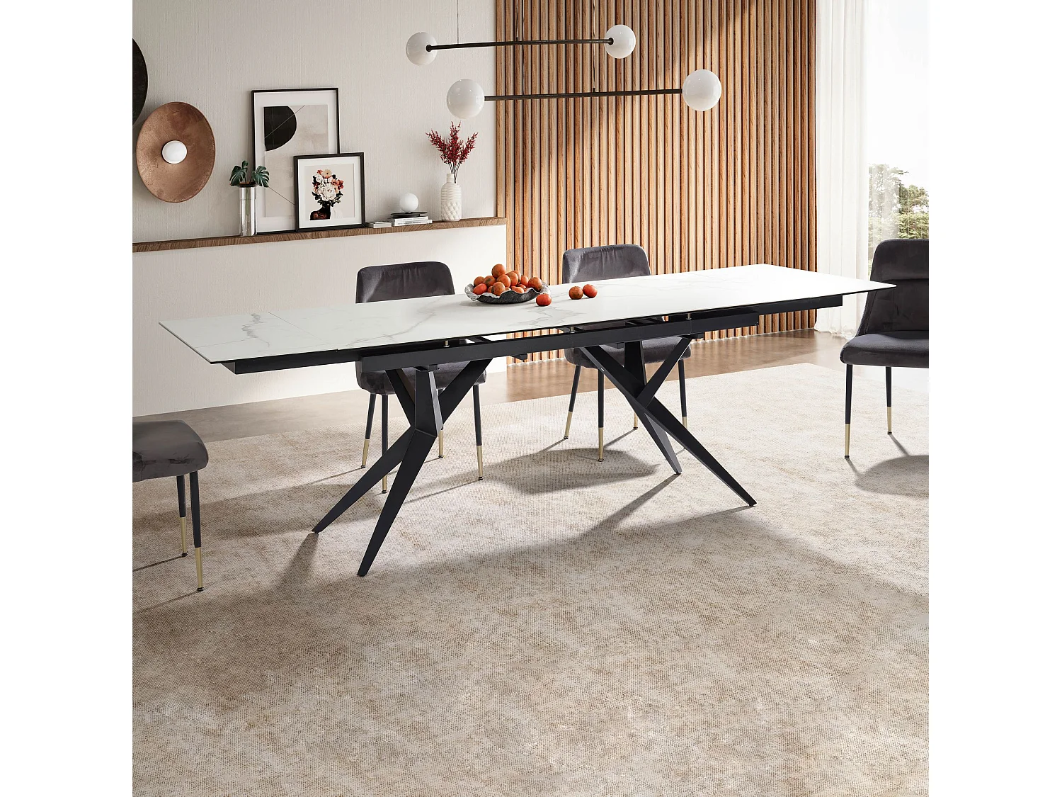 Table de Salle à Manger 180 - 260 x 95 x 76 cm Extensible Céramique Grande Moderne