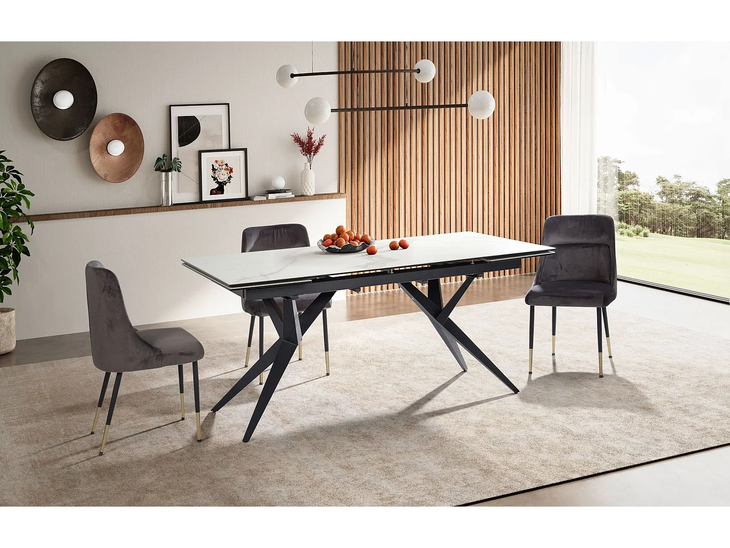 Table de Salle à Manger 180 - 260 x 95 x 76 cm Extensible Céramique Grande Moderne