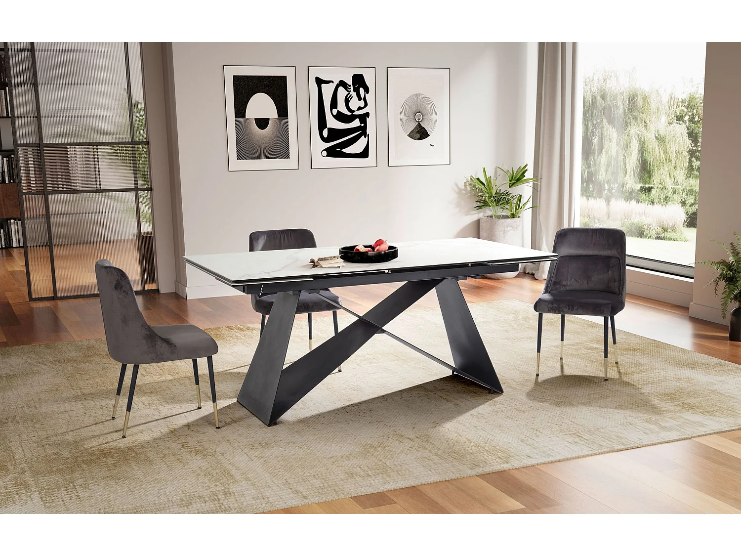 Table de Salle à Manger 180 - 260 x 95 x 78 cm Extensible Céramique Grande Moderne