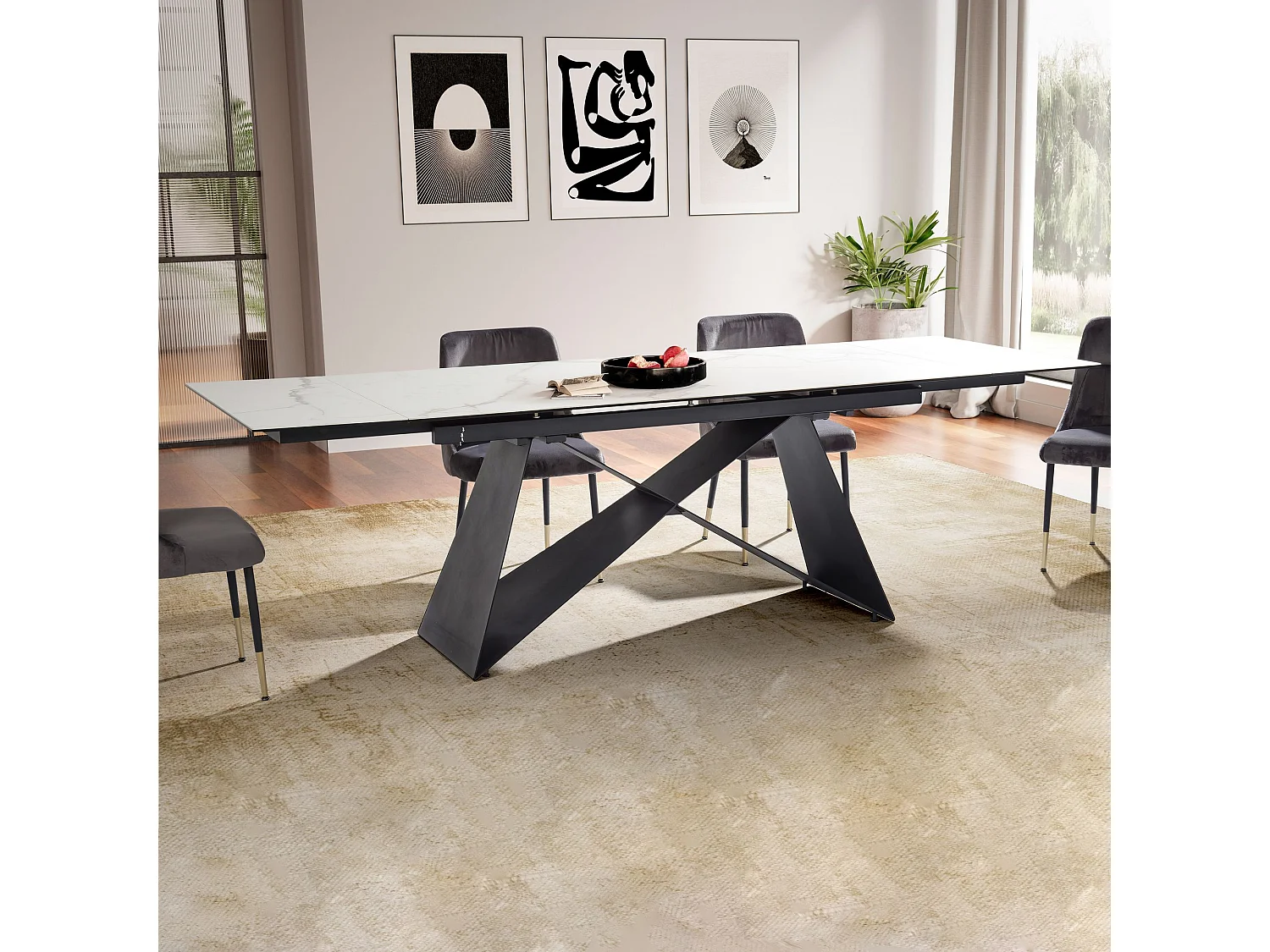 Table de Salle à Manger 180 - 260 x 95 x 78 cm Extensible Céramique Grande Moderne