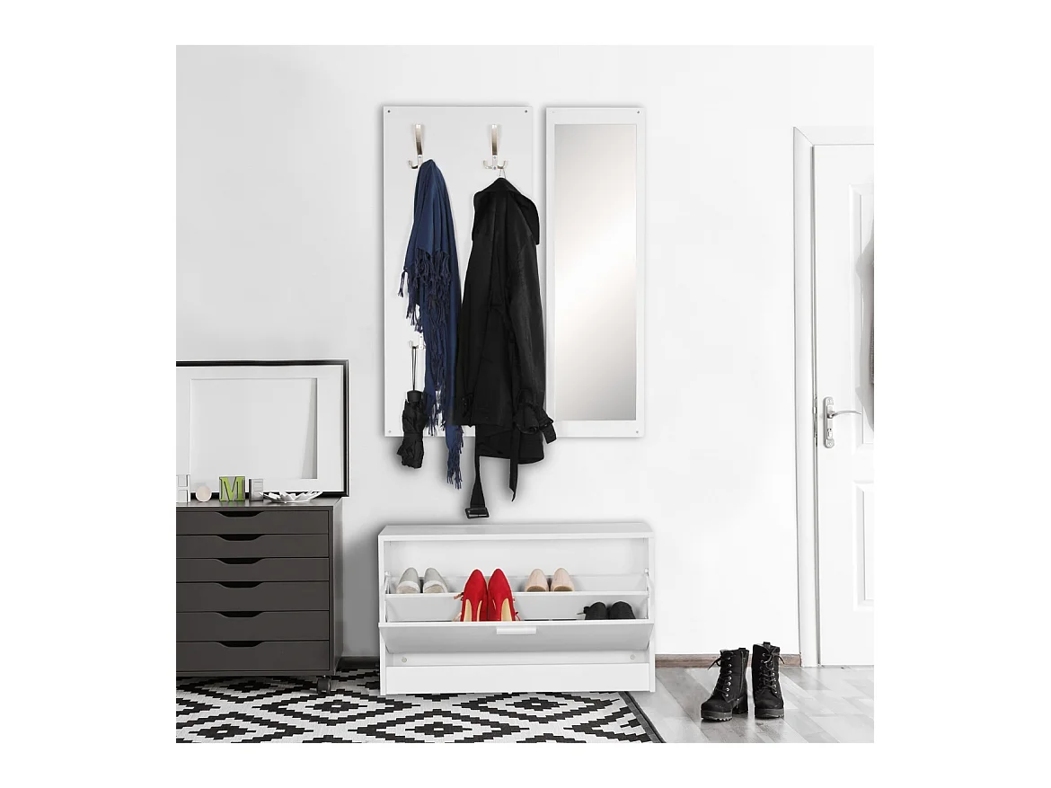 Porte Manteau avec 4 Crochets Armoire à Chaussures Vestiaire d' Entrée