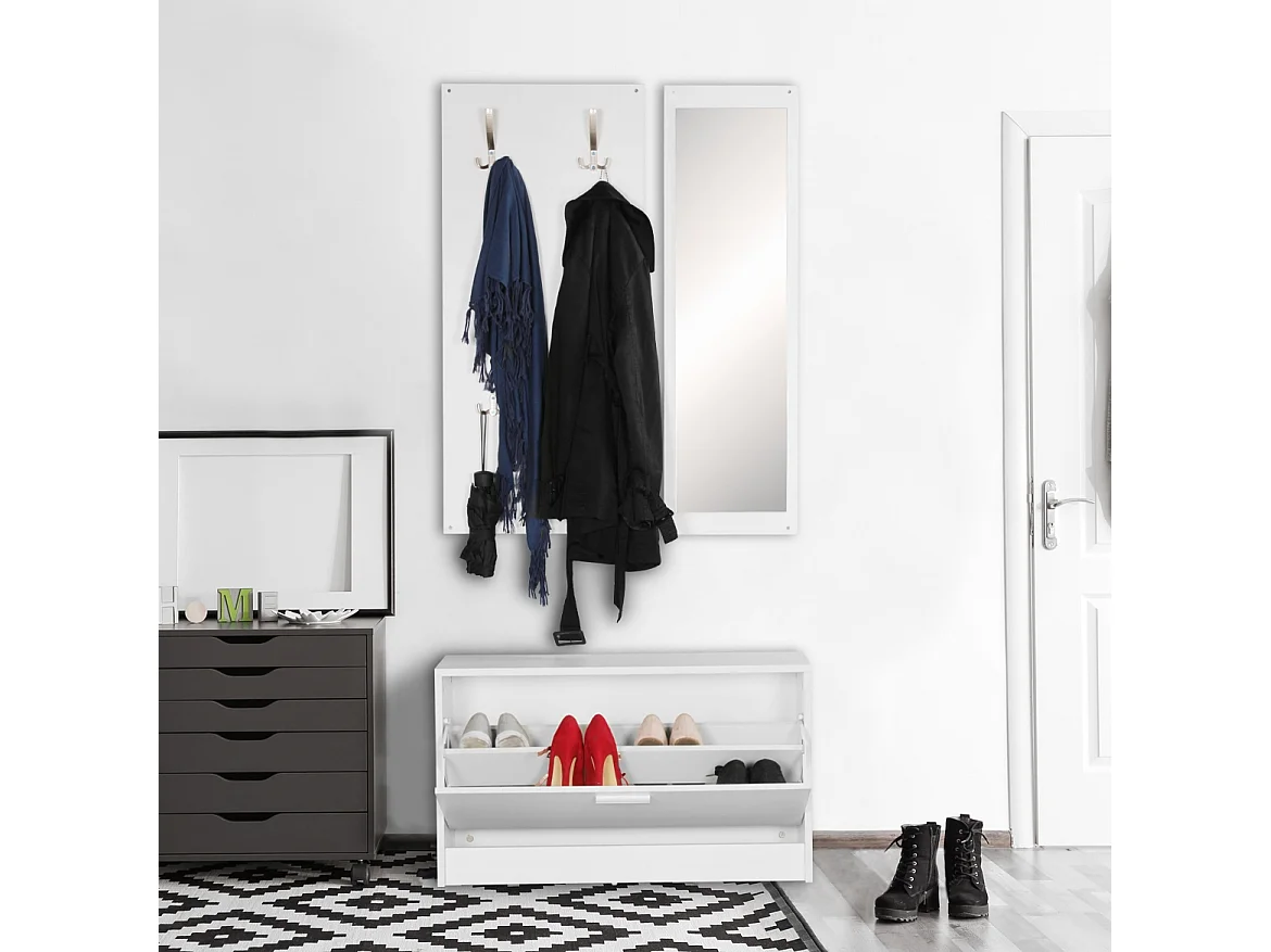 Garderobe Flurgarderobe Paneel Wandgarderobe Spiegel Komplett Set Kompakt Flur